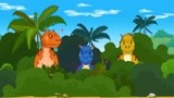恐龙世界 恐龙救援队 胆小的三只恐龙 躲在草丛静观其变 。