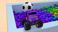 紫色大卡车轻而易举的接住了足球