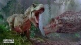 侏罗纪公园3：霸王龙厮杀凶猛棘龙，竟被一口扭断脖子，一命呜呼
