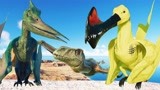 侏罗纪世界恐龙争霸战：无齿翼龙VS脊颌翼龙VS双型齿翼龙