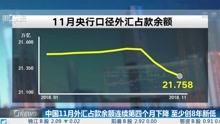   中国11月外汇占款余额连续第四个月下降