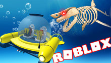 【屌德斯小熙】 Roblox鲨鱼生存模拟器 开着潜水艇和骨鲨刚正面