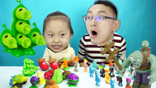 悠悠小朋友和小志哥哥玩植物大战僵尸的玩具