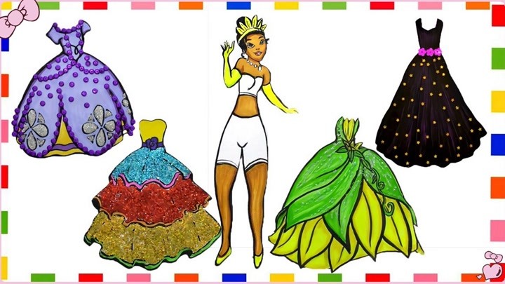 迪士尼剪纸手工：漂亮的天娜公主参加舞会，穿哪套最合适呢？