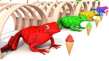 青蛙吃彩色的冰激凌变色