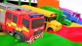 消防车校车垃圾车推土机吊车涂色  学习常用英语车辆名称