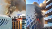 黎巴嫩首都标志性建筑突发大火 大楼被烧黑浓烟笼罩商业中心