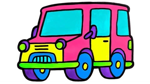 小轿车的简笔画 彩色图片