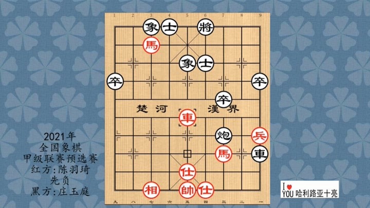 2021年全国象棋甲级联赛预选赛，陈羽琦先负庄玉庭