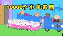 小猪佩奇动画：10000个小羊苏西坐公交车，这也太强了吧！