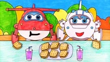 手绘定格动画：超级飞侠集合变身！乐迪和米莉吃超甜巧克力饼干！