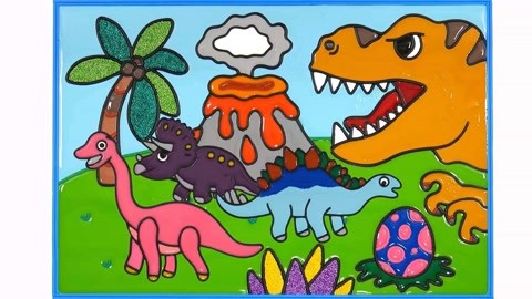恐龙乐园简笔画 可爱图片