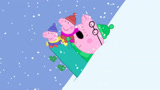 小猪佩奇：猪爸爸抱着佩奇滑下山坡，成了一个大雪橇，取得了冠军