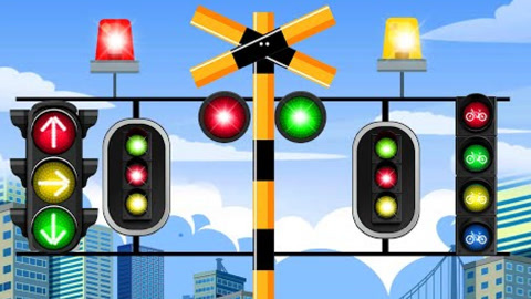 工程车高铁火车儿童动画 制造交通灯在外展示技能